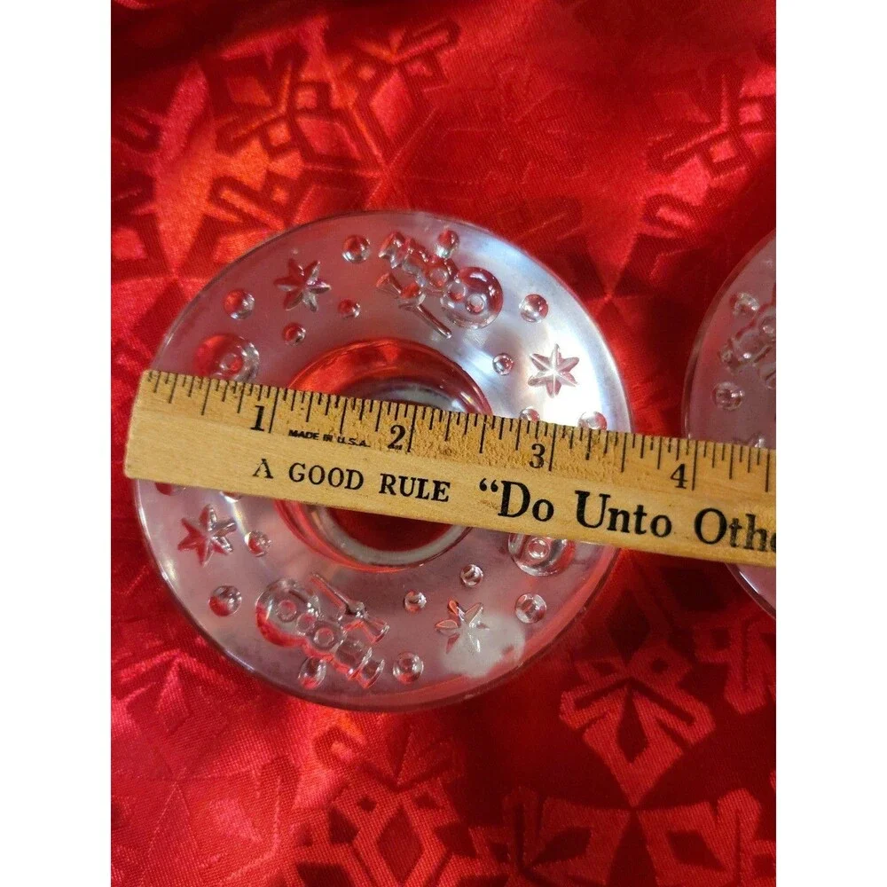 Waterford Crystal Christmas Snowman Tea Light Votives Candle Holder Set of 2